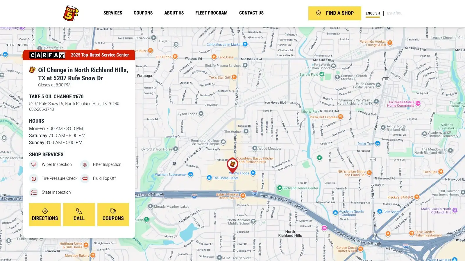 Take 5 Oil Change – North Richland Hills (5207 Rufe Snow Dr, Store #670)