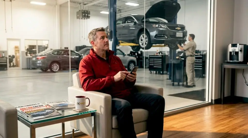 Driver waiting in auto service area