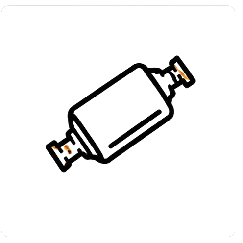 Simple icon of an automotive catalytic converter