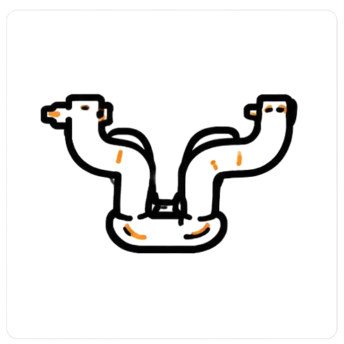 Abstract drawing of a two-headed creature shape