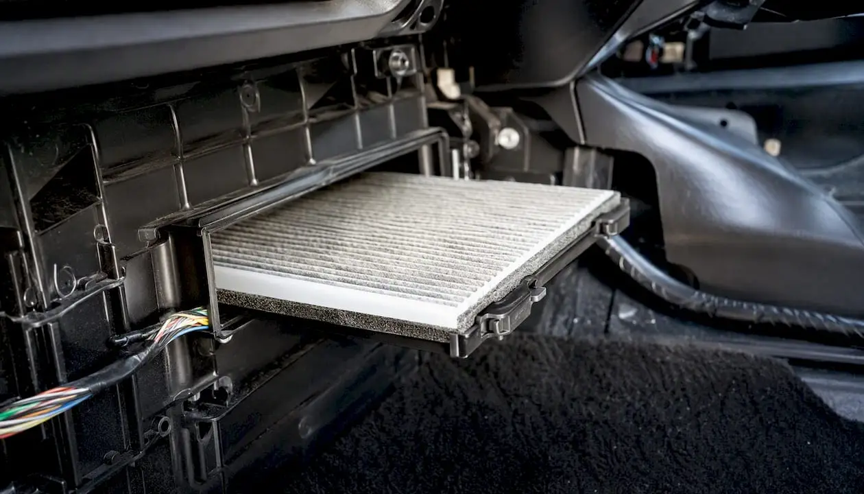 HVAC intake showing cabin air filter location