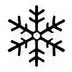 Simple black snowflake icon on white background