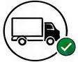 Delivery truck icon with green check mark
