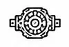 Simple black and white mechanical gear icon