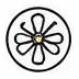 Simple black outlined flower in a circle