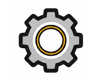 Gray gear icon with yellow inner ring