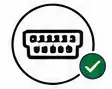 Icon of a port with a green check mark