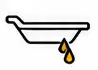 Oil pan symbol with dripping oil drops
