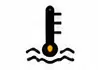 Thermometer icon above wavy water lines