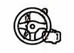 Icon of a steering wheel with attached gear shifter