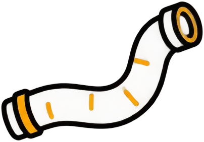 Glowing curved pipe with orange markings