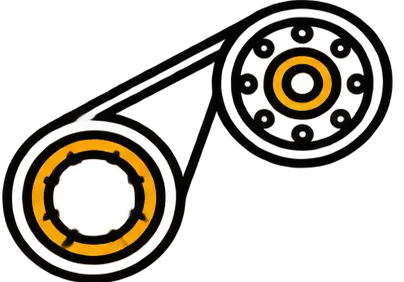 Yellow belt and pulleys mechanical icon on dark background