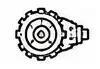 Simple line drawing of a mechanical gear housing