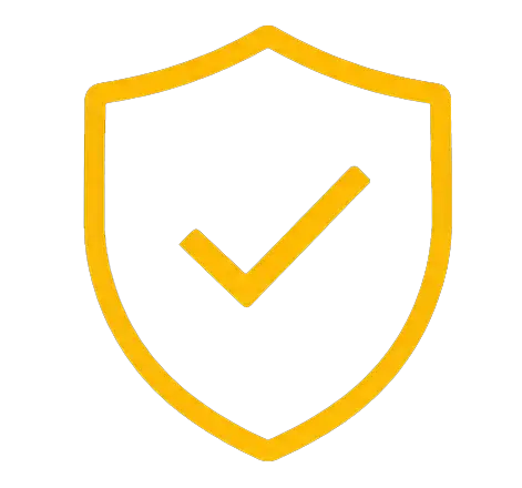 Gold shield icon with a checkmark