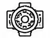 Simple black and white mechanical gear icon