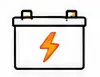 Battery icon with orange lightning bolt symbol