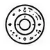 Circular abstract symbol with rings and small icons