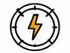 Yellow lightning bolt inside a circular emblem