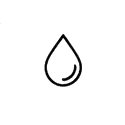 Simple black water droplet icon on white background
