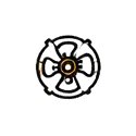 Minimalist icon of a fan or propeller