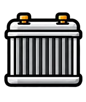 Cartoon-style silver car battery icon