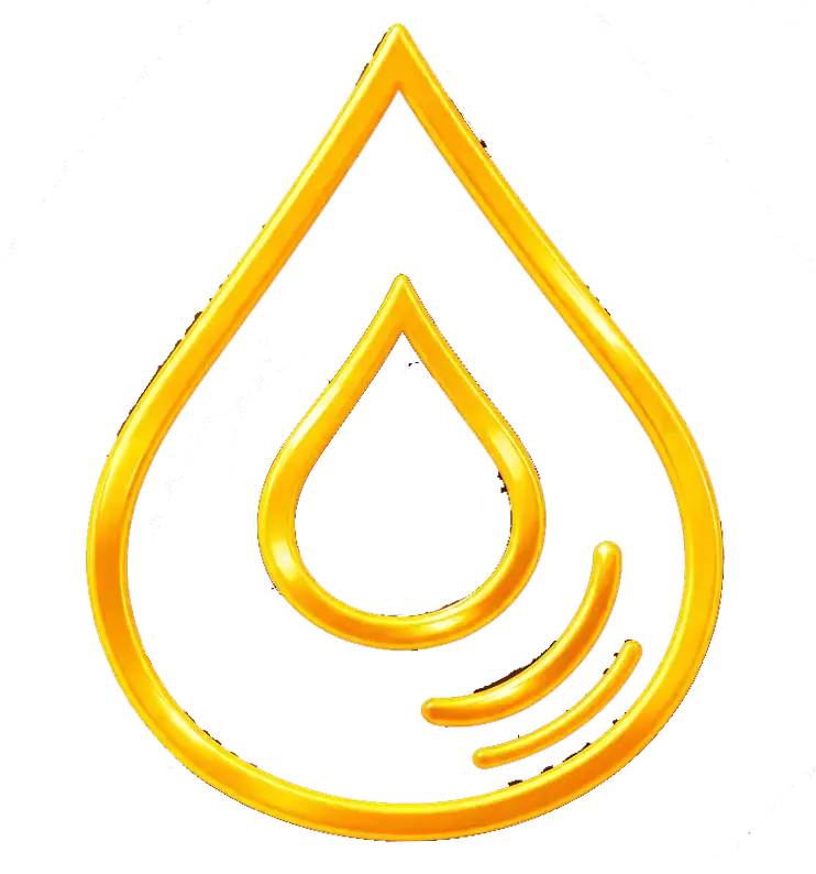 Golden droplet outline logo on transparent background