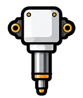 Cartoon-style metallic mechanical component icon