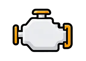 Stylized car engine icon with yellow outlines