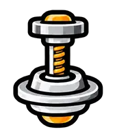 Cartoon metallic bolt with spring and orange core