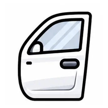 Illustrated white car door with window and handle