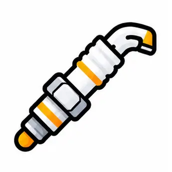 Cartoon-style spark plug icon with orange accents