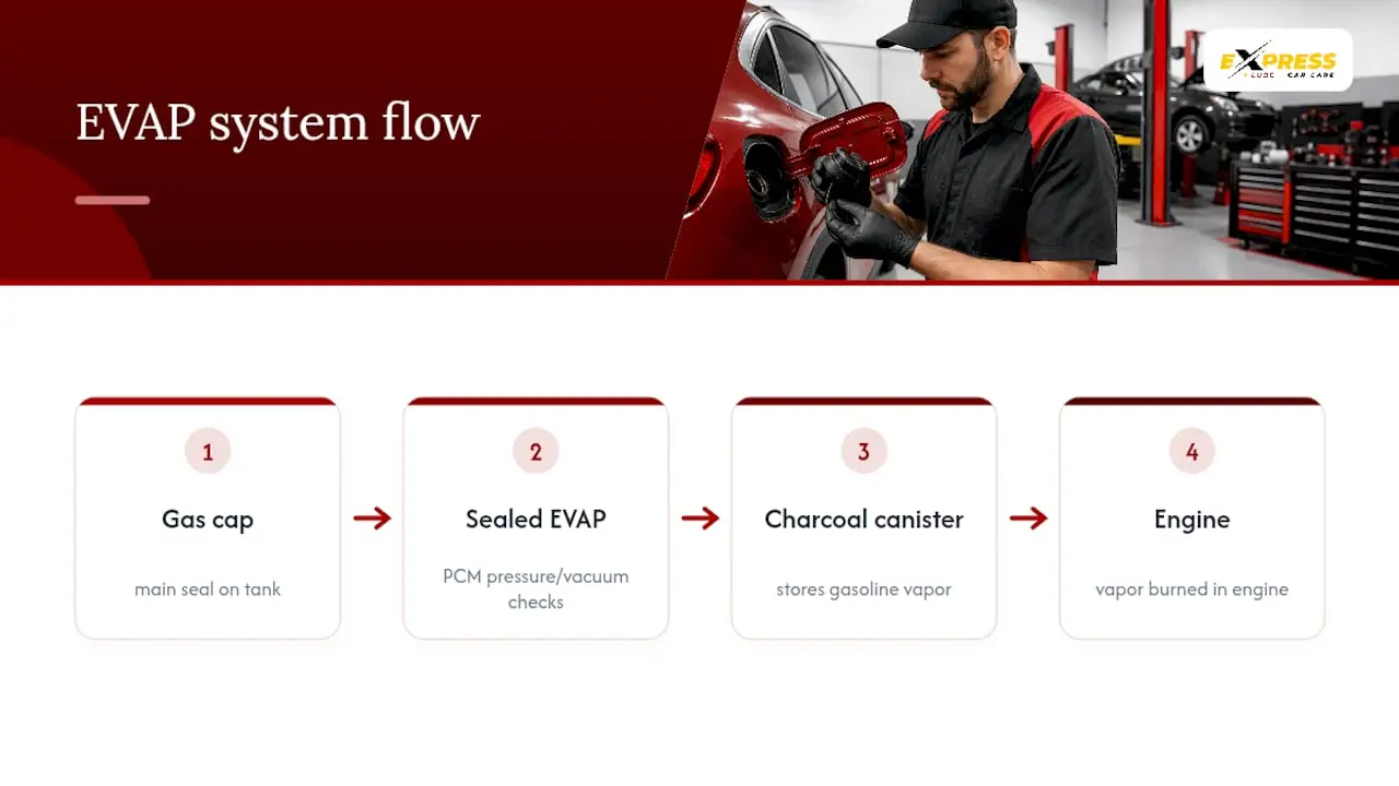 EVAP system flow from gas cap to engine