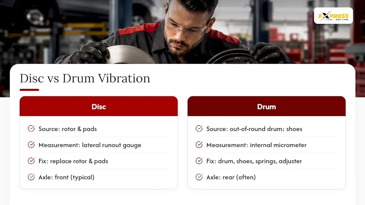 Disc and drum brake diagnosis comparison